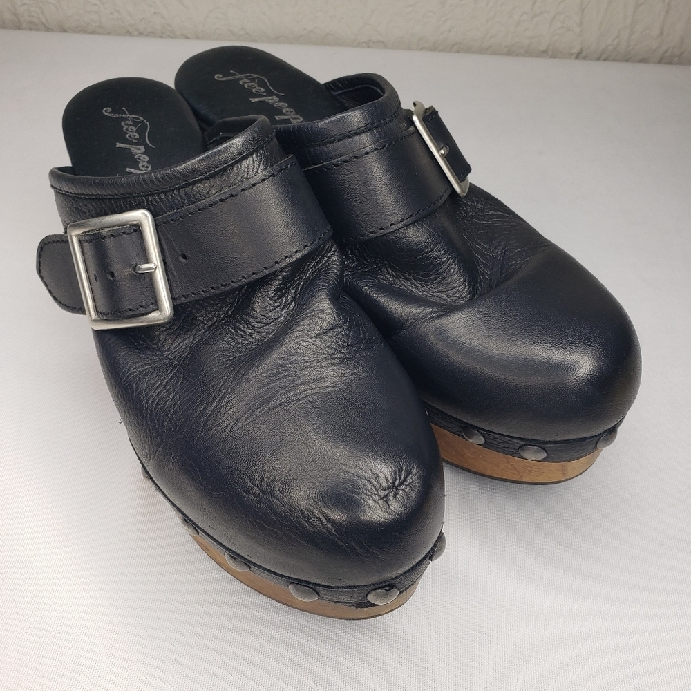 Free People Culver City Platform Wooden Black Clogs Studds Size 40 EU 10 US - Picture 14 of 14